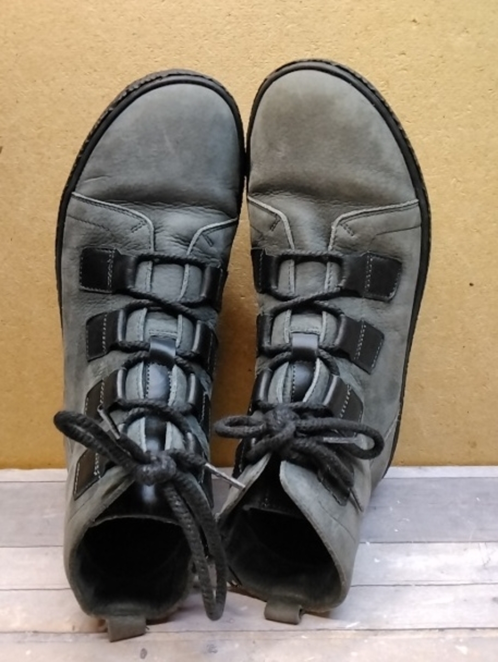 Hartjes Grey Lace-Up Nubuck Leather Boots 140572 Size 5.5